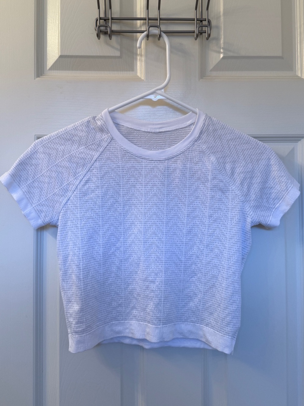 Lululemon Swiftly Pointelle Cropped Short-Sleeve Shirt